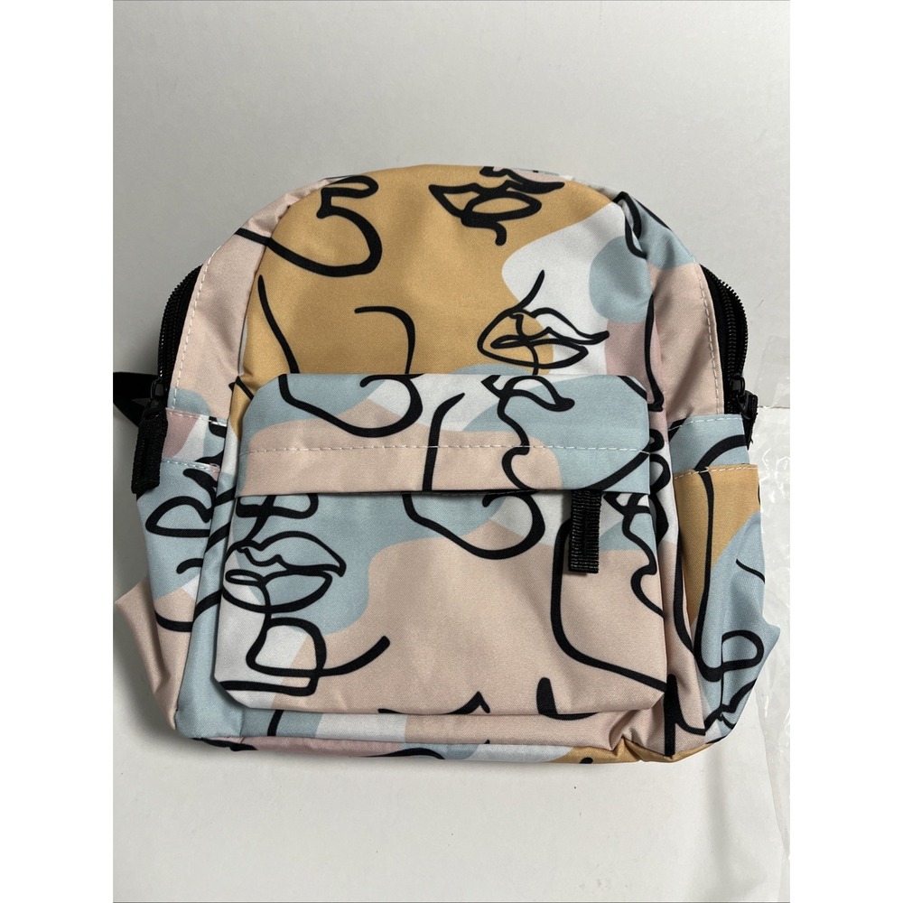 Small Mini Backpack Bag Artistic Design 10x10 Inch Side And Front Phone Pockets